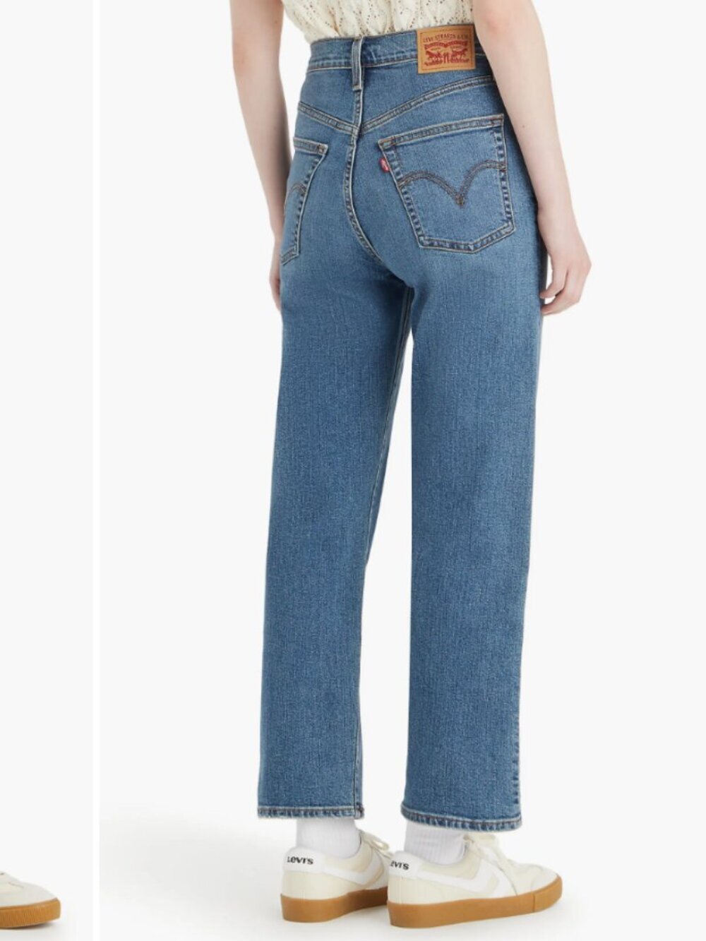NWT Levi's Ribcage Straight Leg Ankle 28 Medium Blue High Waist Denim Jeans 28